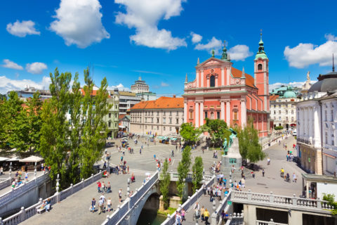 Blick auf das Stadtzentrum von Ljubljana